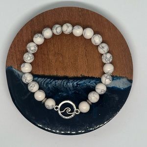 Hand crafted white marble colored and wave charm bracelet